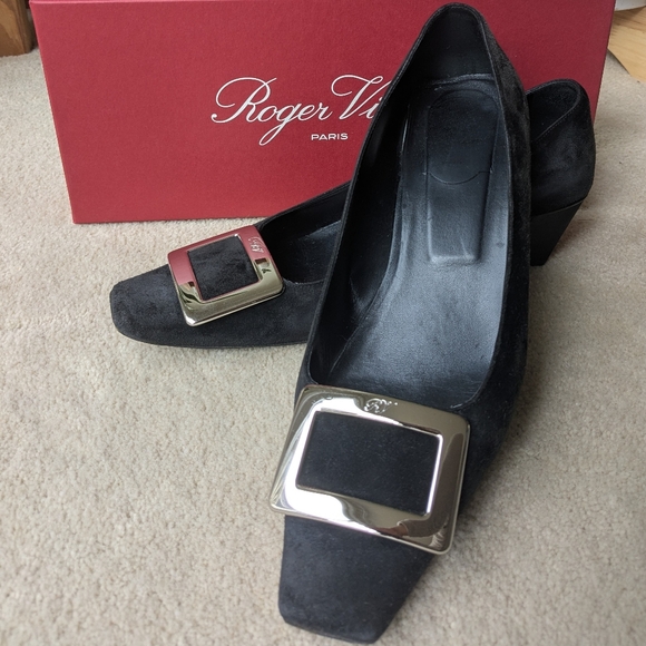 Roger Vivier Shoes - Roger Vivier Decollete Belle Vivier Suede Leather Ballerina Pumps